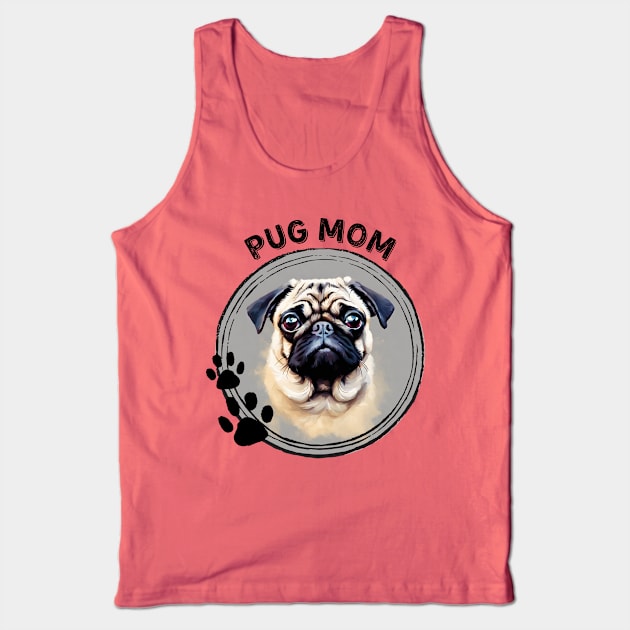 Pug Dog Mom Dog Breed Portrait Tank Top by PoliticalBabes